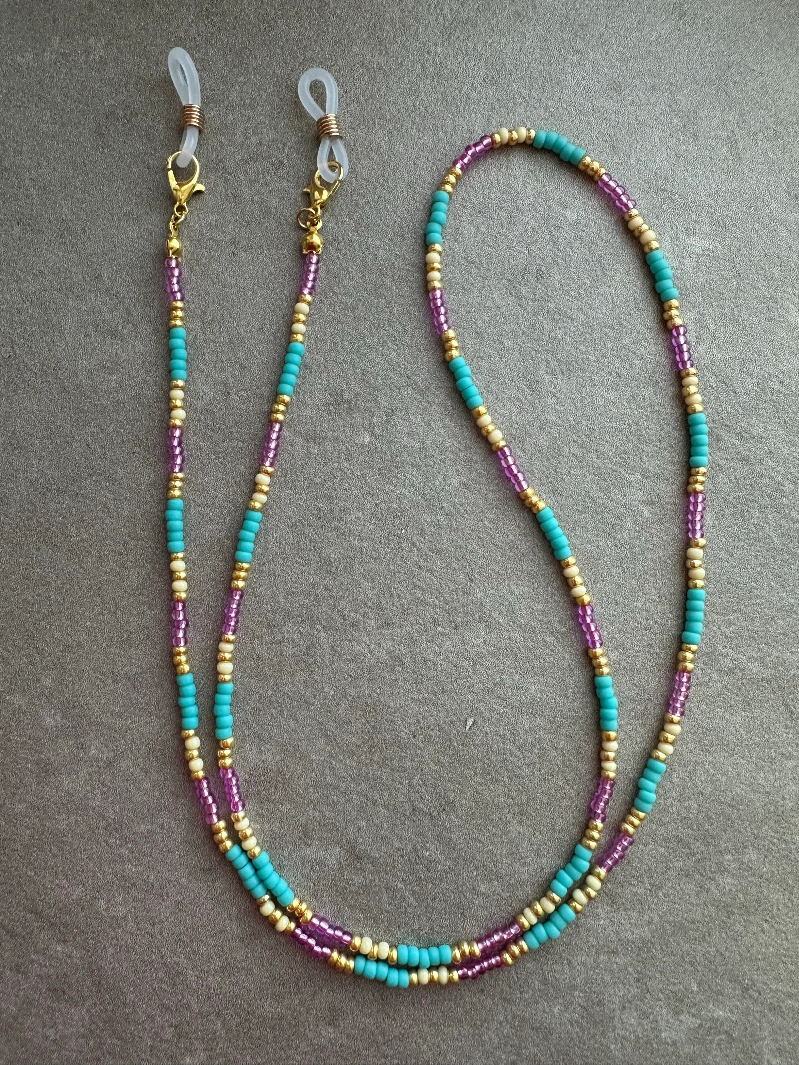 Brilkoord roze, turquoise, crème en goud